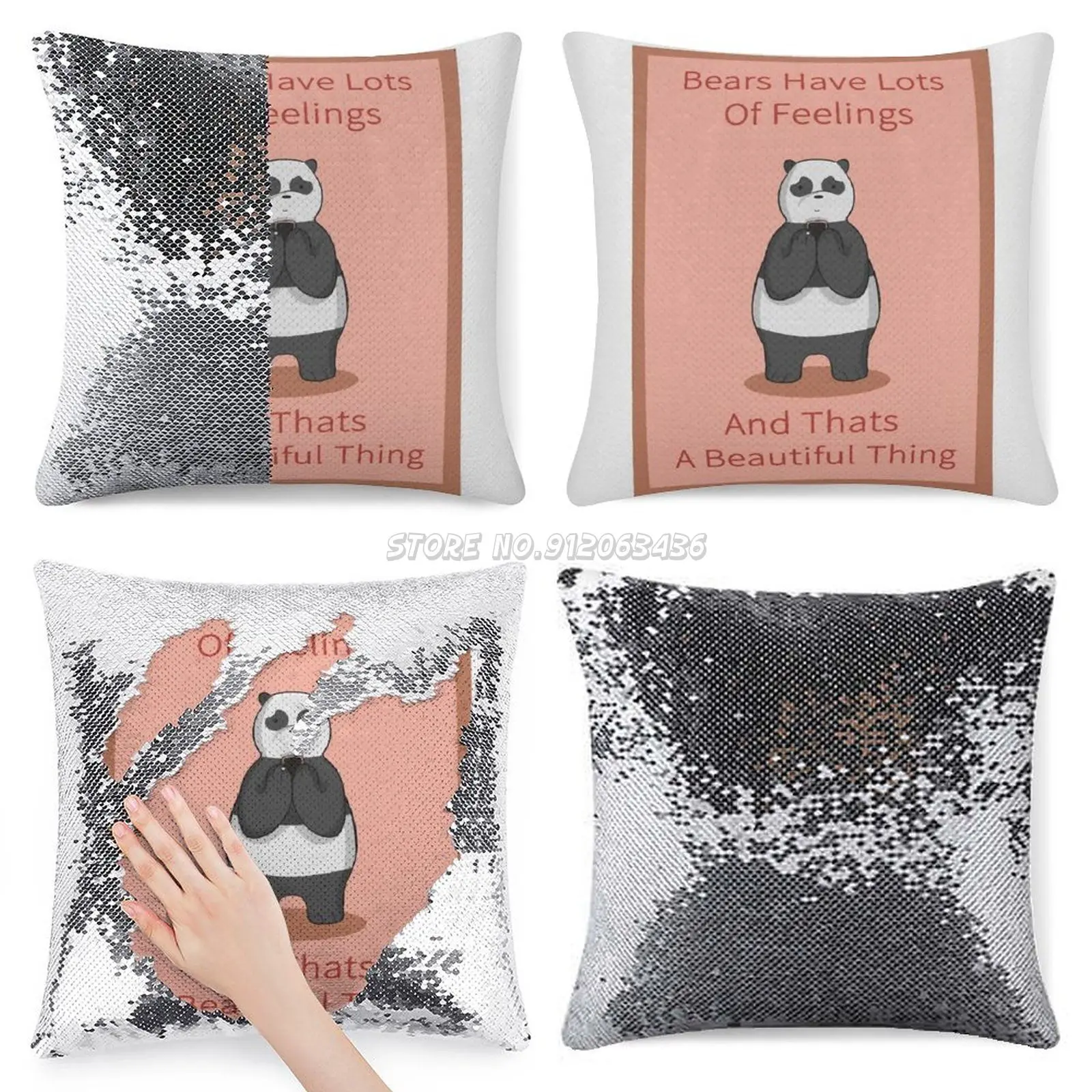 Bears Have Lots Of Feelings Sequin Pillowcase Cafe Home Decor Color Changing Pillowcase Panda Bear
Bears Have Lots Of Feelings Sequin Pillowcase Cafe Home Decor Color Changing Pillowcase Panda Bear