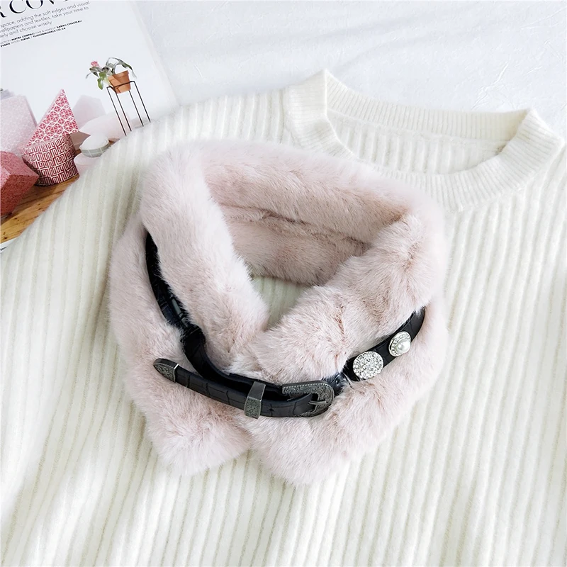 Winter Warm Fur Scarf Thick Plush Scarf Neck Leather Belt Buckle Neck Collar Scarves Rabbit Loop Scarf Soft White Pearl Crystal
Winter Warm Fur Scarf Thick Plush Scarf Neck Leather Belt Buckle Neck Collar Scarves Rabbit Loop Scarf Soft White Pearl Crystal