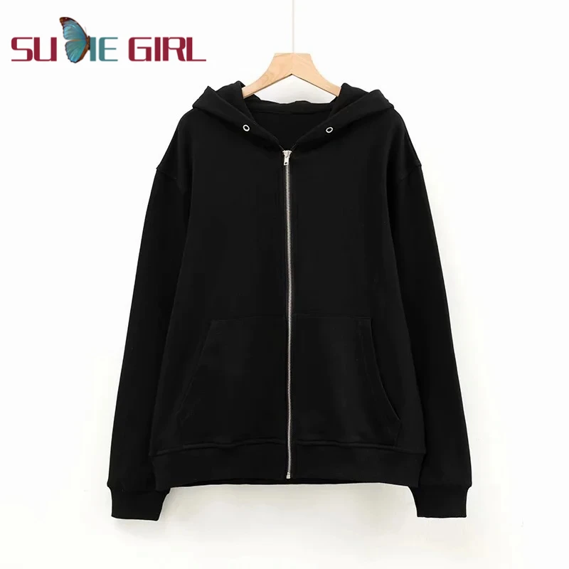 SUDIE Girl Fall solid color women's clothing long-sleeve hooded clothes loose cotton zipper hoodie diagonal pocket streetwear
SUDIE Girl Fall solid color women's clothing long-sleeve hooded clothes loose cotton zipper hoodie diagonal pocket streetwear
