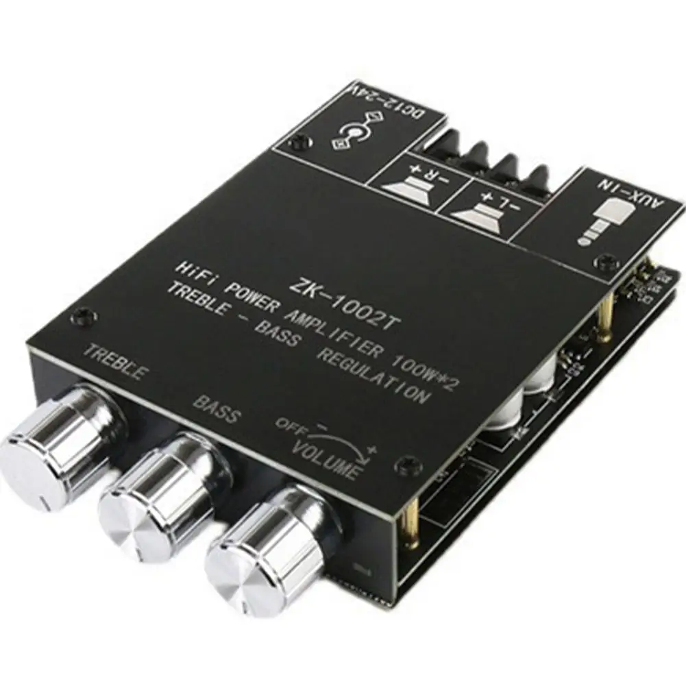 

ZK-1002T TPA3116D2 Bluetooth 5,0 Плата усилителя мощности звука 100wx2 2,0 каналов Класс D Регулировка высоких басов усилитель аудиомодуля