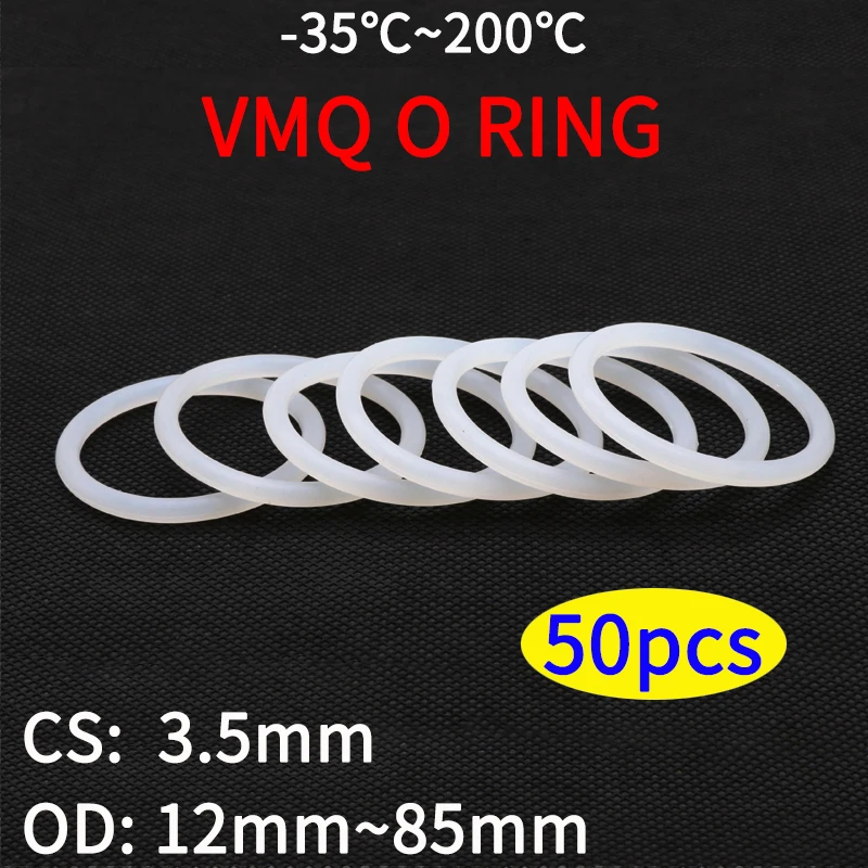 50pcs VMQ O Ring Seal Gasket Thickness CS 3.5mm OD 12~85mm Silicone Rubber Insulated Waterproof Washer Round Shape White Nontoxi
50pcs VMQ O Ring Seal Gasket Thickness CS 3.5mm OD 12~85mm Silicone Rubber Insulated Waterproof Washer Round Shape White Nontoxi