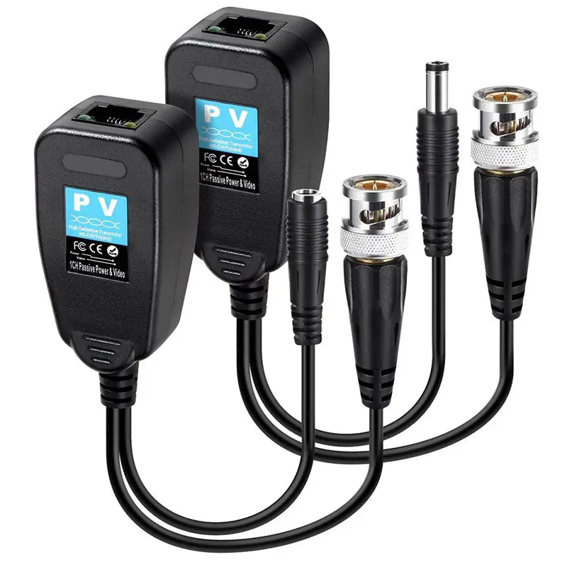 Фото HD CVI/TVI/AHD пассивный видеотрансмиттер с разъемом питания и RJ45 CAT5 1 пара|Кабели HDMI| |