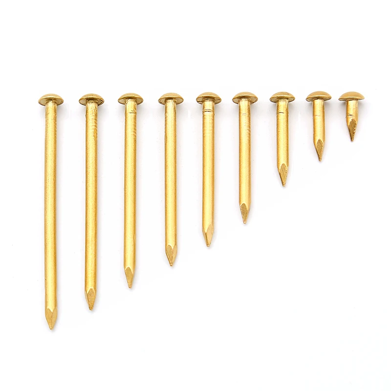 Big Size 3*10 12 15 20 25 30 35 40 45 50mm Brass Nails Furniture Copper Fastener Nails Hardware Accessories Round Copper Nails