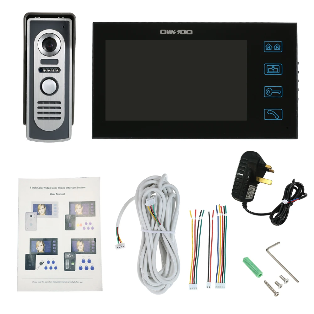 OWSOO 7-inch Color Video Door Phone Doorbell Intercom Kit Waterproof Outdoor Camera Indoor Monitor Night Vision Home Security
OWSOO 7-inch Color Video Door Phone Doorbell Intercom Kit Waterproof Outdoor Camera Indoor Monitor Night Vision Home Security