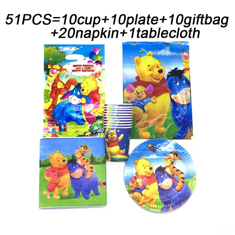 Kids Party Theme Cartoon Disney Winnie The Pooh Birthday Party Supplies Set Gift Bags Disposable Tableware Plates Cups Napkins
Kids Party Theme Cartoon Disney Winnie The Pooh Birthday Party Supplies Set Gift Bags Disposable Tableware Plates Cups Napkins
