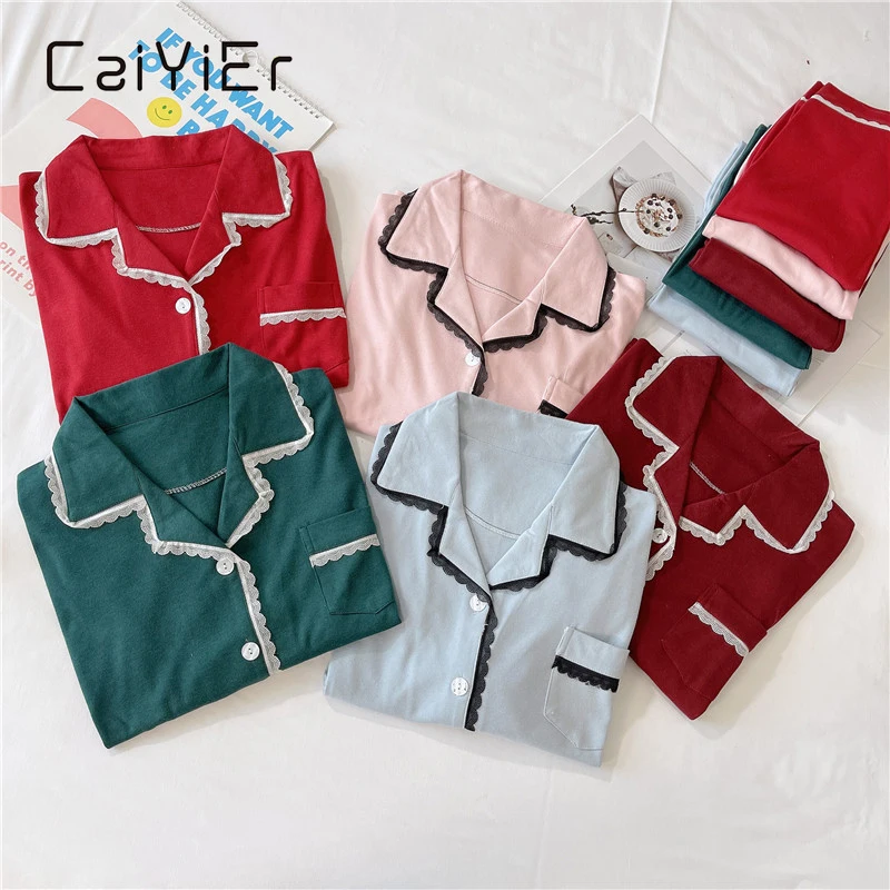 Осенне-зимняя одежда для сна CAIYIER для женщин, кружевной мягкий пижамный комплект, чистый цвет, хлопковая одежда для отдыха, милая одежда для ...
Осенне-зимняя одежда для сна CAIYIER для женщин, кружевной мягкий пижамный комплект, чистый цвет, хлопковая одежда для отдыха, милая одежда для ...