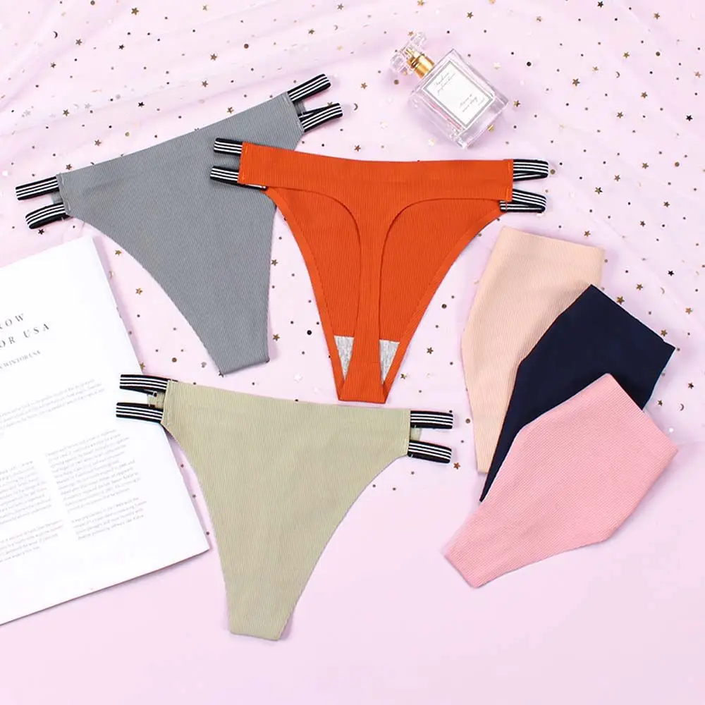Sexy Breathable Underwear Low Waist Threaded Girl Stripe Solid Color Panties Lingeries Women Briefs Korean Style Thong
Sexy Breathable Underwear Low Waist Threaded Girl Stripe Solid Color Panties Lingeries Women Briefs Korean Style Thong