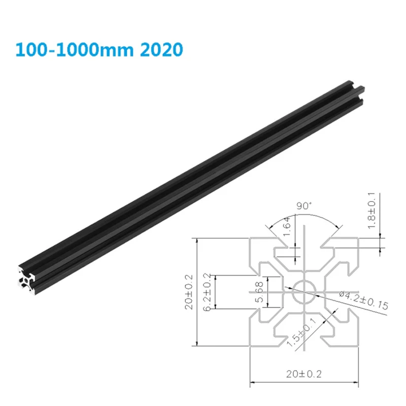 Black 100-1000mm 2020 V-Slot Aluminum Profile Extrusion Frame for CNC Laser Engraving Machine 3D Printer Camera Slider Furniture
Black 100-1000mm 2020 V-Slot Aluminum Profile Extrusion Frame for CNC Laser Engraving Machine 3D Printer Camera Slider Furniture