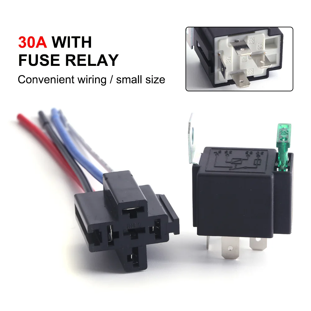 6Set 4 pin 5 pin Automotive Relay 12V/24V 30A Car Relay 14AWG Relay Harness Blade Fuse Kit for Car Lights Wiper Starter Audio
6Set 4 pin 5 pin Automotive Relay 12V/24V 30A Car Relay 14AWG Relay Harness Blade Fuse Kit for Car Lights Wiper Starter Audio