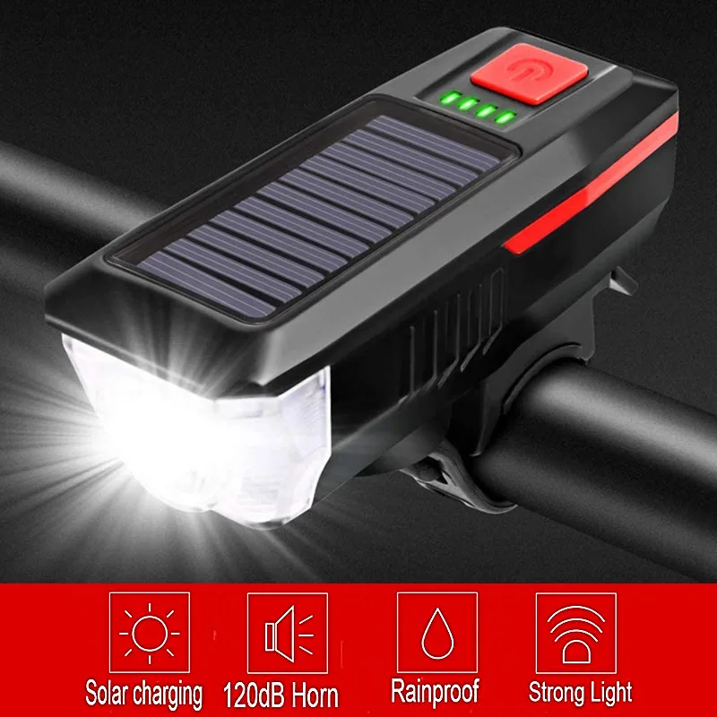 Bicycle Lights Front LED Mountain Bike Light 3 Modes Solar Charging Waterproof Safety USB Rechargeable for Bike Accessories
Bicycle Lights Front LED Mountain Bike Light 3 Modes Solar Charging Waterproof Safety USB Rechargeable for Bike Accessories