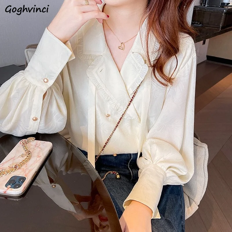 Lantern Sleeve Shirts Women Notched Patchwork Tender French Style Double Breasted All-match Lazy Vintage Simple Fall Fashion New
Lantern Sleeve Shirts Women Notched Patchwork Tender French Style Double Breasted All-match Lazy Vintage Simple Fall Fashion New