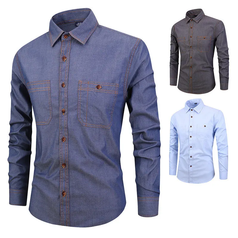 Free Shipping 2021 Men's Fashion Denim Shirts Work Casual Long Sleeve Mens Dress Slim Fit Shirts Cotton Blouse Clothing
Free Shipping 2021 Men's Fashion Denim Shirts Work Casual Long Sleeve Mens Dress Slim Fit Shirts Cotton Blouse Clothing