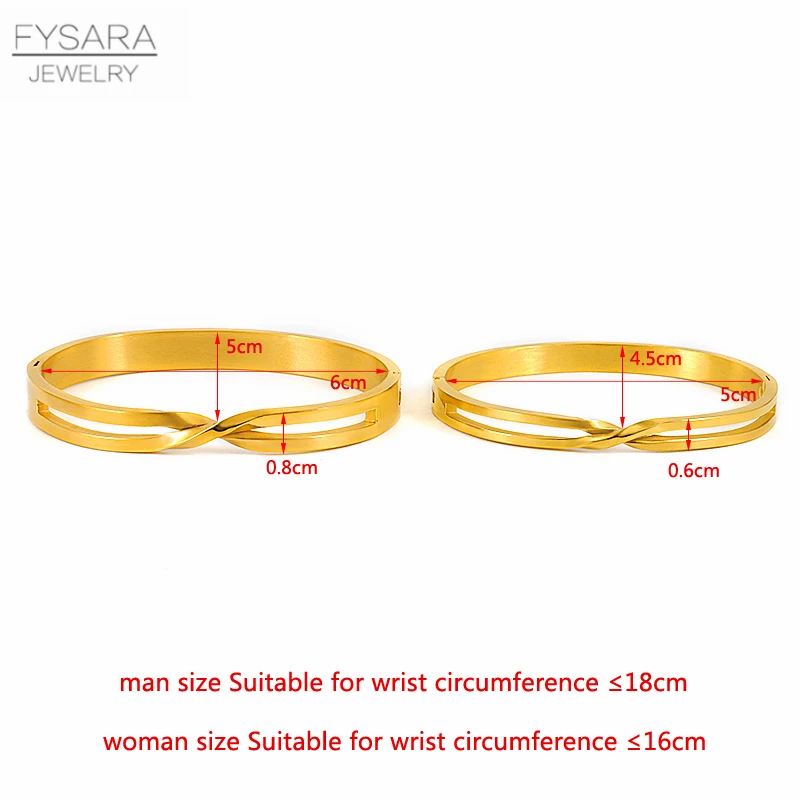 FYSARA Gold Color Intersect Design Bangles Bracelets Couple Jewelry Stainless Steel Simple Metal Circle Bangles for Women Lover
FYSARA Gold Color Intersect Design Bangles Bracelets Couple Jewelry Stainless Steel Simple Metal Circle Bangles for Women Lover
