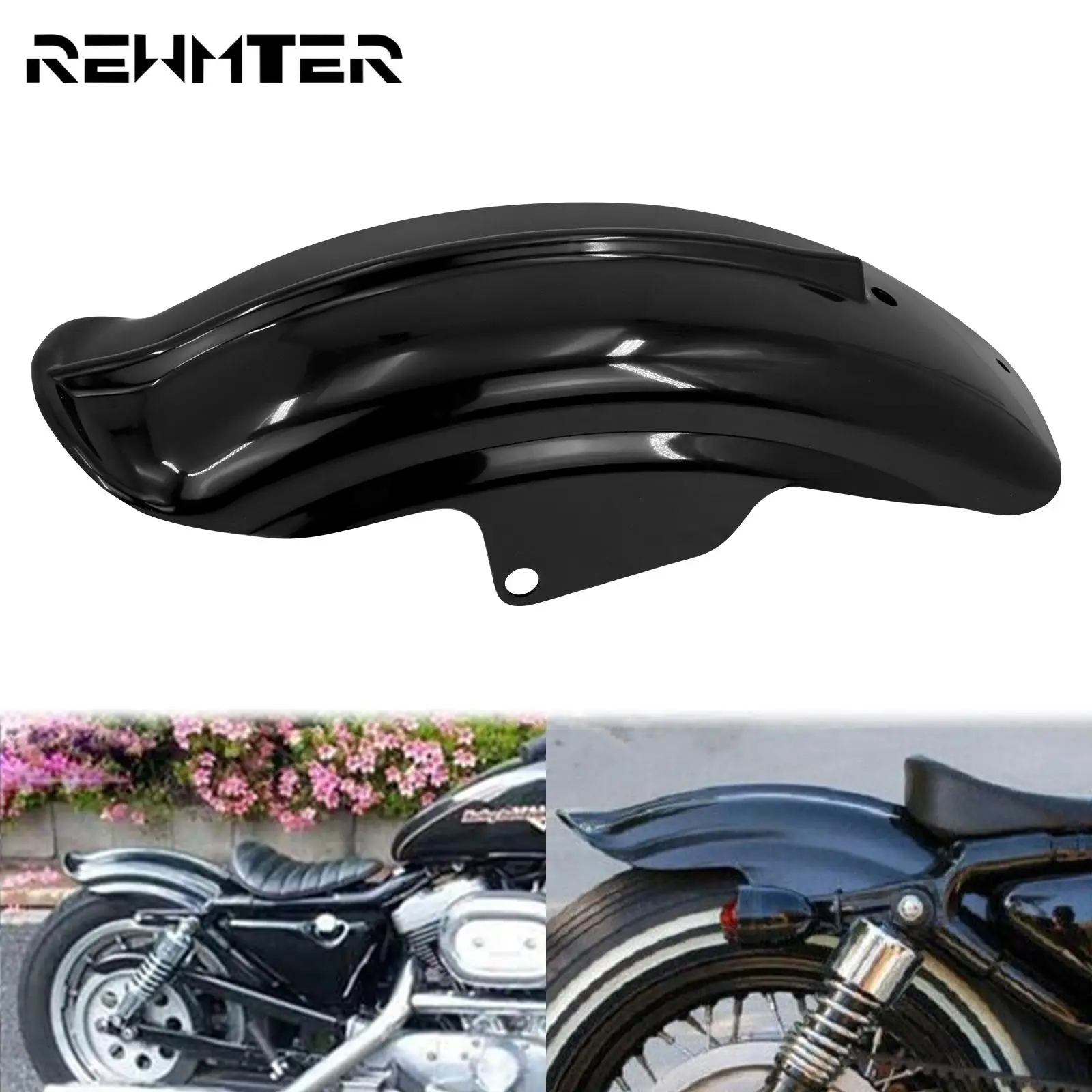 

Motorcycle Black Rear Mudguard Fender ABS For Harley Sportster 883 XL 1200 Cafe Racer Solo Bobber Chopper Super Low Roadster