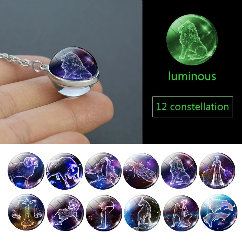 12 Constellation Luminous Necklace Glass Ball Pendant Zodiac Jewelry Glow In The Dark Necklace Men Women Christmas Gift
12 Constellation Luminous Necklace Glass Ball Pendant Zodiac Jewelry Glow In The Dark Necklace Men Women Christmas Gift
