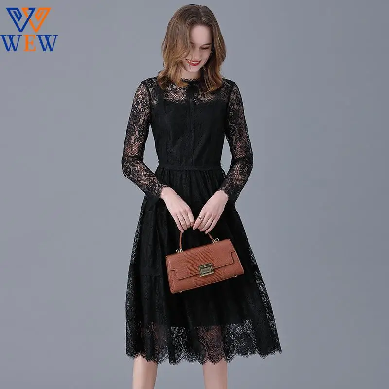 Plus Size black lace dress spring and autumn new French retro waist show thin temperament A-line skirt
Plus Size black lace dress spring and autumn new French retro waist show thin temperament A-line skirt