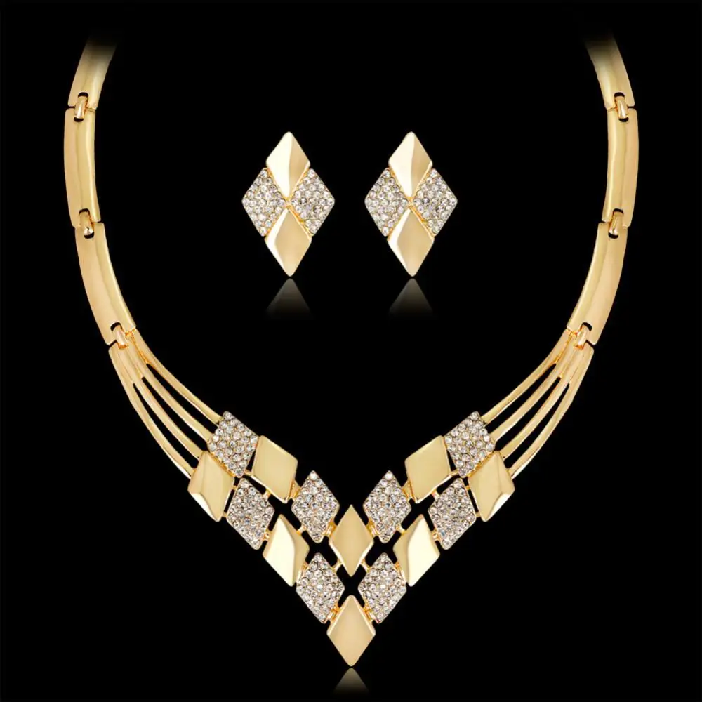 Women KC Gold Plated Rhombus Shape Necklace Earrings Rhinestones Jewelry Set Necklace Earrings Rhinestones Jewelry Set
Women KC Gold Plated Rhombus Shape Necklace Earrings Rhinestones Jewelry Set Necklace Earrings Rhinestones Jewelry Set