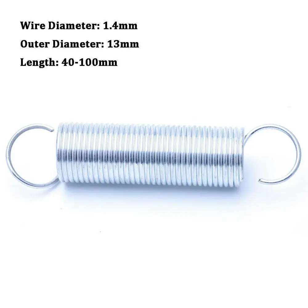 5Pcs Tension Spring With Hook Extension Spring White Zinc Plated Wire Diameter 1.4mm Outer Diameter 13mm Length 40-100mm 
5Pcs Tension Spring With Hook Extension Spring White Zinc Plated Wire Diameter 1.4mm Outer Diameter 13mm Length 40-100mm
