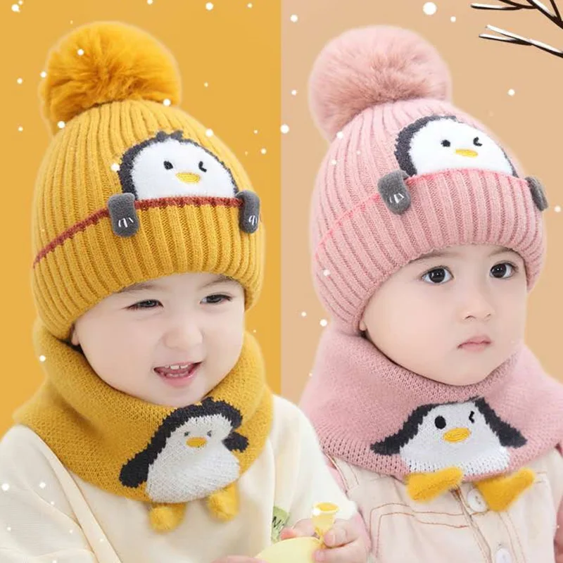 Baby Knitted Hat Scarf Set Autumn Winter Keep Warm Thicken Cap For Girls Boys Cute Cartoon Penguin Caps Beanies Scarf Baby Stuff
Baby Knitted Hat Scarf Set Autumn Winter Keep Warm Thicken Cap For Girls Boys Cute Cartoon Penguin Caps Beanies Scarf Baby Stuff