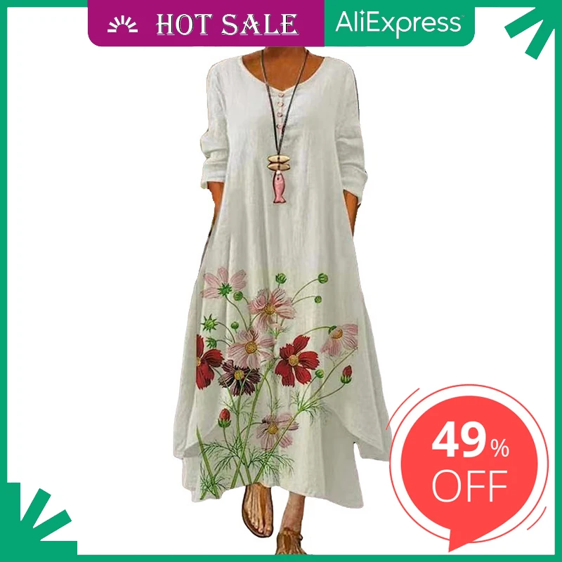 2021 Elegant Flowers Print Long Sleeve Spring Summer Dresses Casual O Neck Loose Women Dress Vintage Party Vestidos Long Dresses
2021 Elegant Flowers Print Long Sleeve Spring Summer Dresses Casual O Neck Loose Women Dress Vintage Party Vestidos Long Dresses