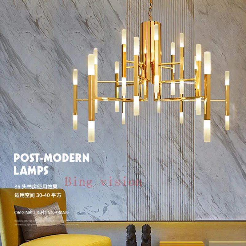 Nordic postmodern LED art villa chandelier living room lobby restaurant gold chandelier creative personality tube lights
Nordic postmodern LED art villa chandelier living room lobby restaurant gold chandelier creative personality tube lights