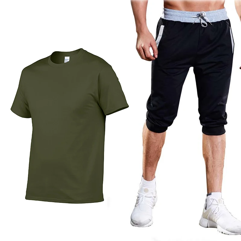 Fashion Summer Men's T-shirt blank casual trend high quality cotton Men's short sleeve+3/4 jogging shorts 2-piece set
Fashion Summer Men's T-shirt blank casual trend high quality cotton Men's short sleeve+3/4 jogging shorts 2-piece set