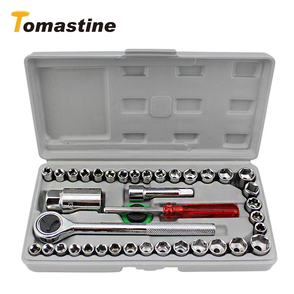 40Pcs/Set Socket Spanners Set Car Motorcycle Repair Tool Ratchet Set Torque Wrench Combination Kit Carbon Steel
40Pcs/Set Socket Spanners Set Car Motorcycle Repair Tool Ratchet Set Torque Wrench Combination Kit Carbon Steel