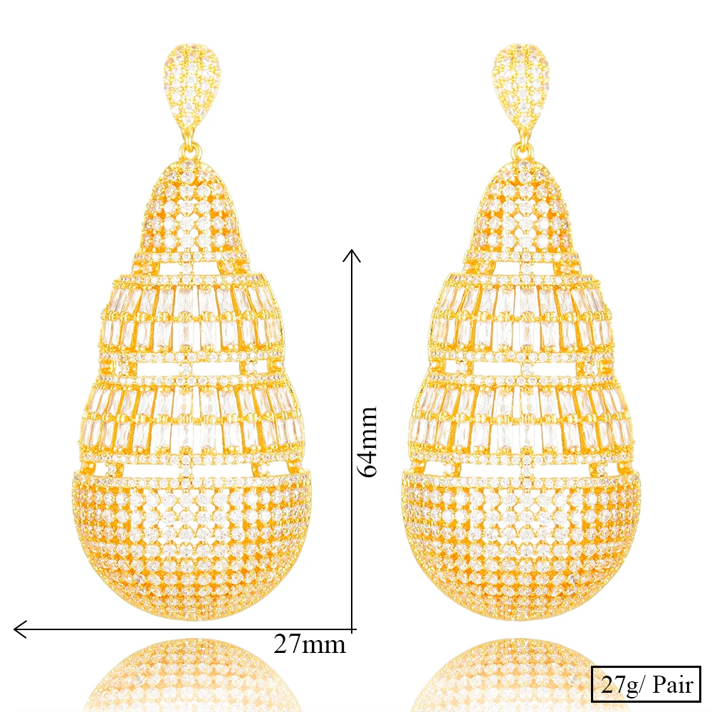 SISCATHY 64*27mm Luxury Waterdrop Shape African bridal Earrings Cubic Zirconia Inlaid Engagement Wedding Dangle Drop Earrings
SISCATHY 64*27mm Luxury Waterdrop Shape African bridal Earrings Cubic Zirconia Inlaid Engagement Wedding Dangle Drop Earrings