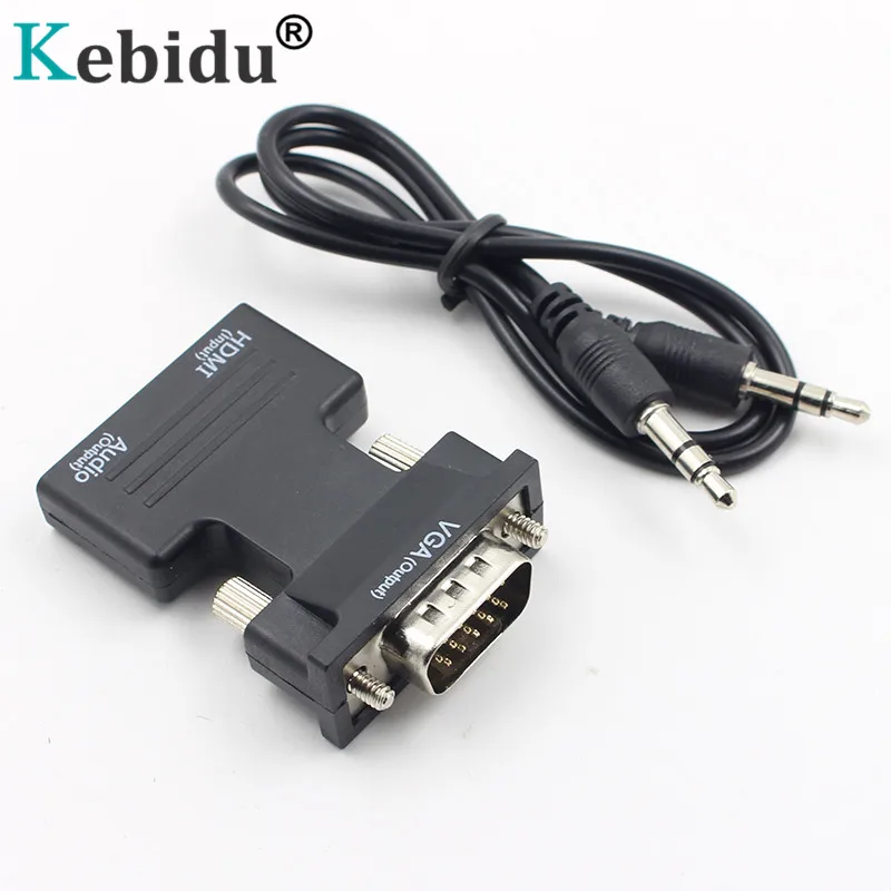 kebidu HDMI-compatible to VGA Audio Converter Adapter Support 1080P Signal Output For HDTV Monitor Projector PC PS3 | Электроника