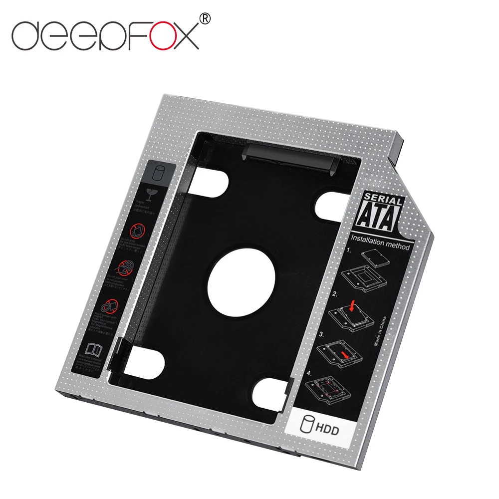 

DeepFox Aluminum Plastic 2nd HDD SSD caddy 12.7mm SATA 3.0 For 2.5" Hard Disk Driver Case Enclosure DVD CD-ROM Optibay