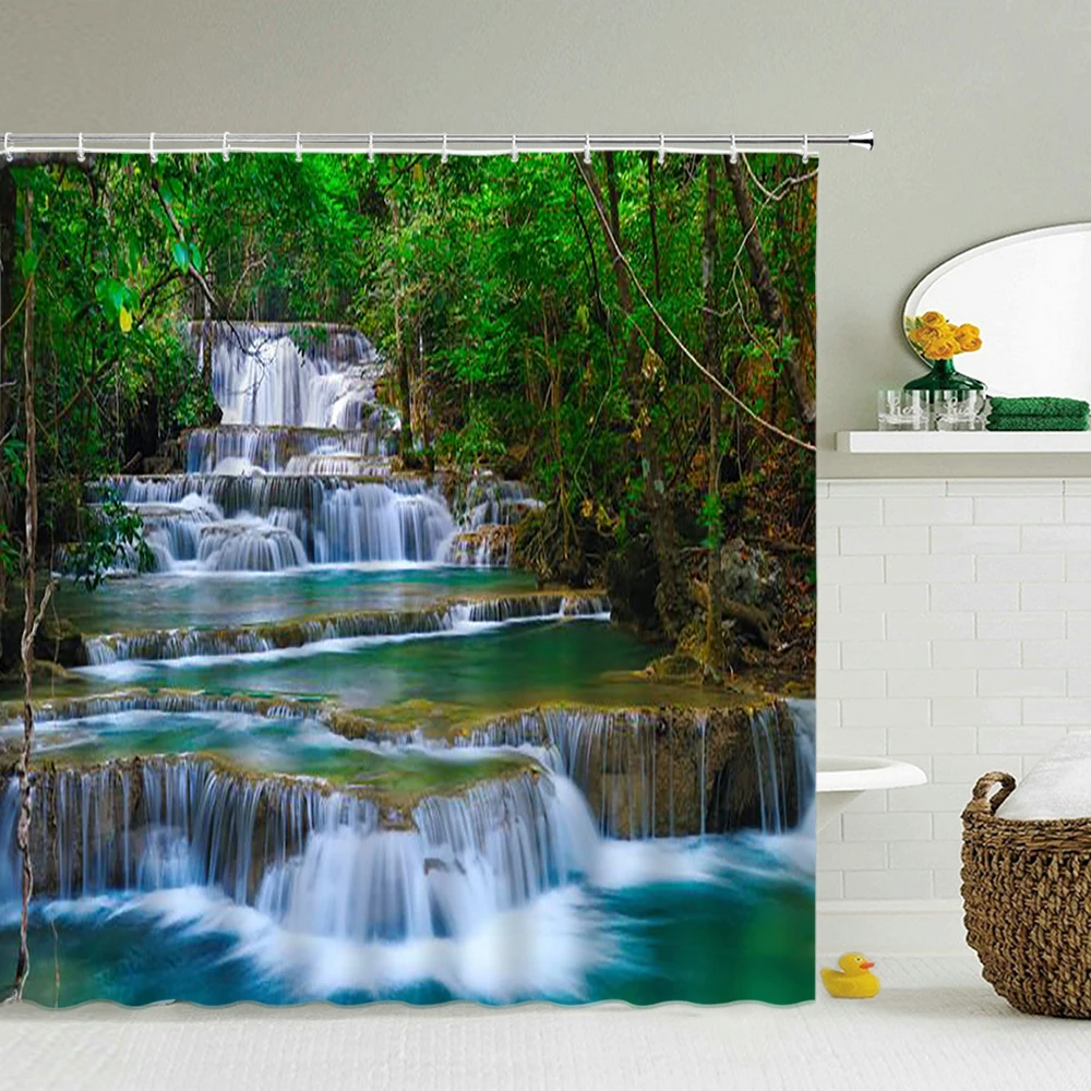 Natural Forest Waterfall Scenery Shower Curtain 3d Printing Waterproof Polyester Bathroom Curtains 180*200CM Decoration Curtain
Natural Forest Waterfall Scenery Shower Curtain 3d Printing Waterproof Polyester Bathroom Curtains 180*200CM Decoration Curtain