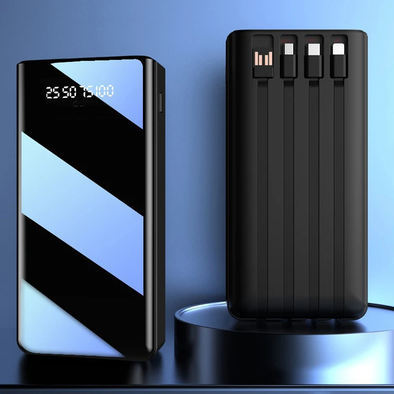 60000mAh Power Bank with 4 Cables Portable Charger LED Digital Display Mirror Screen Powerbank External Battery Pack Power Bank
60000mAh Power Bank with 4 Cables Portable Charger LED Digital Display Mirror Screen Powerbank External Battery Pack Power Bank