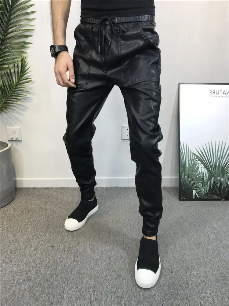 Streetwear Hip hop Pants Men Skinny Faux Leather Pants Oversize Biker Harem Trousers Joggers Black
Streetwear Hip hop Pants Men Skinny Faux Leather Pants Oversize Biker Harem Trousers Joggers Black