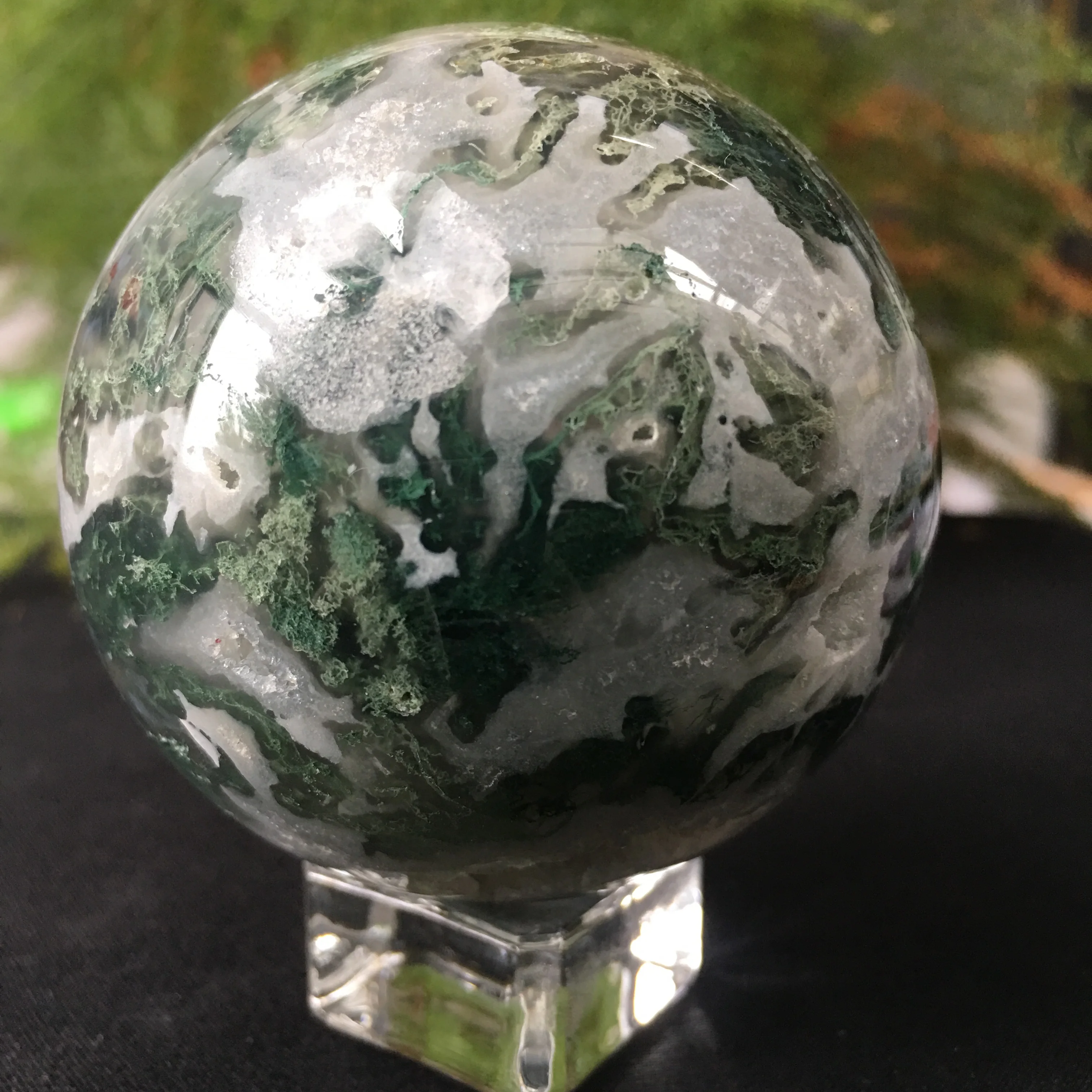 

Natural moss agate Crystal sphere Ocean Grass Agate quartz gemstone ball Reiki healing