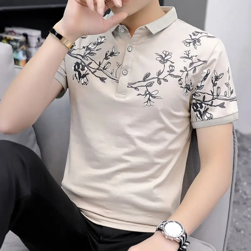 2021 Summer Men's Cotton Printed Short-Sleeved T-shirt Korean Slim Fit Lapel Polo Bottoming Shirt Male Half Sleeve T-shirt Top
2021 Summer Men's Cotton Printed Short-Sleeved T-shirt Korean Slim Fit Lapel Polo Bottoming Shirt Male Half Sleeve T-shirt Top