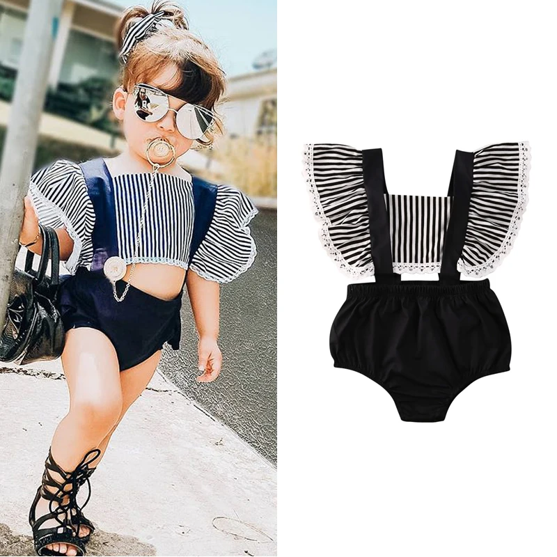 0-18M Newly Infant Baby Girls Lovely Rompers Striped Ruffles Short Sleeve Black Jumpsuits Outfits
0-18M Newly Infant Baby Girls Lovely Rompers Striped Ruffles Short Sleeve Black Jumpsuits Outfits