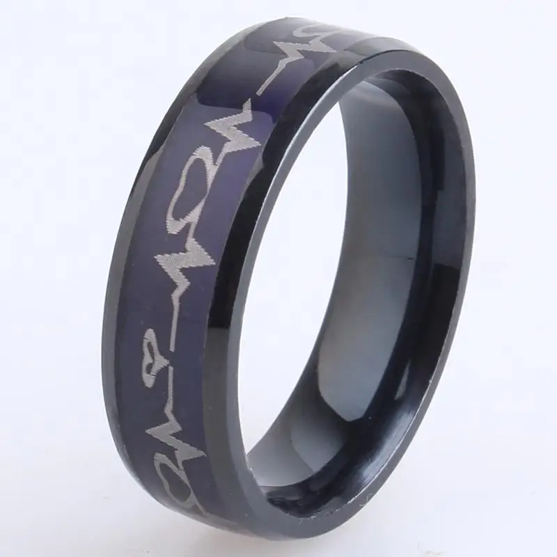 wedding rings 6mm black change color electrocardiogram 316L Stainless Steel finger rings for men women wholesale
wedding rings 6mm black change color electrocardiogram 316L Stainless Steel finger rings for men women wholesale