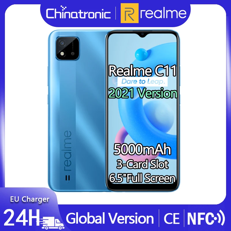 Глобальная версия realme C11 Android 10 мобильный телефон 32 ГБ экран 6 5 "HD Full 5000 мАч
