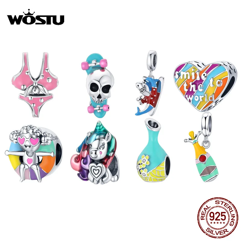 WOSTU 925 Sterling Silver Charm Shark Bikini Bead Wine Bottlee Champagne Enamel Pendant Fit Original Bracelet DIY Jewelry
WOSTU 925 Sterling Silver Charm Shark Bikini Bead Wine Bottlee Champagne Enamel Pendant Fit Original Bracelet DIY Jewelry