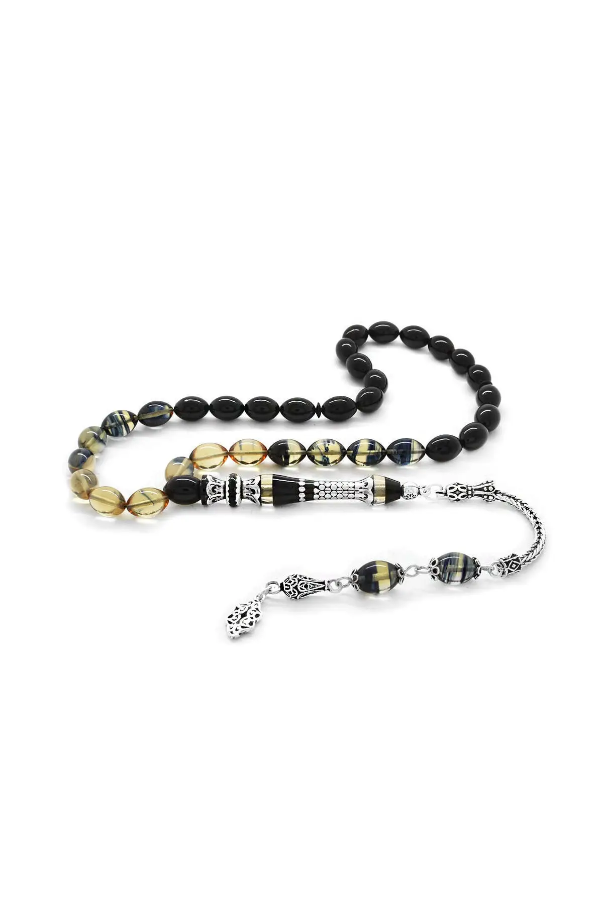 Tesbihane 925 Sterling Silver Tassels Silver Nakka Imameli Cottage Black Fire Amber Prayer Beads Turkish handmade Islamic prayer beads
Tesbihane 925 Sterling Silver Tassels Silver Nakka Imameli Cottage Black Fire Amber Prayer Beads Turkish handmade Islamic prayer beads