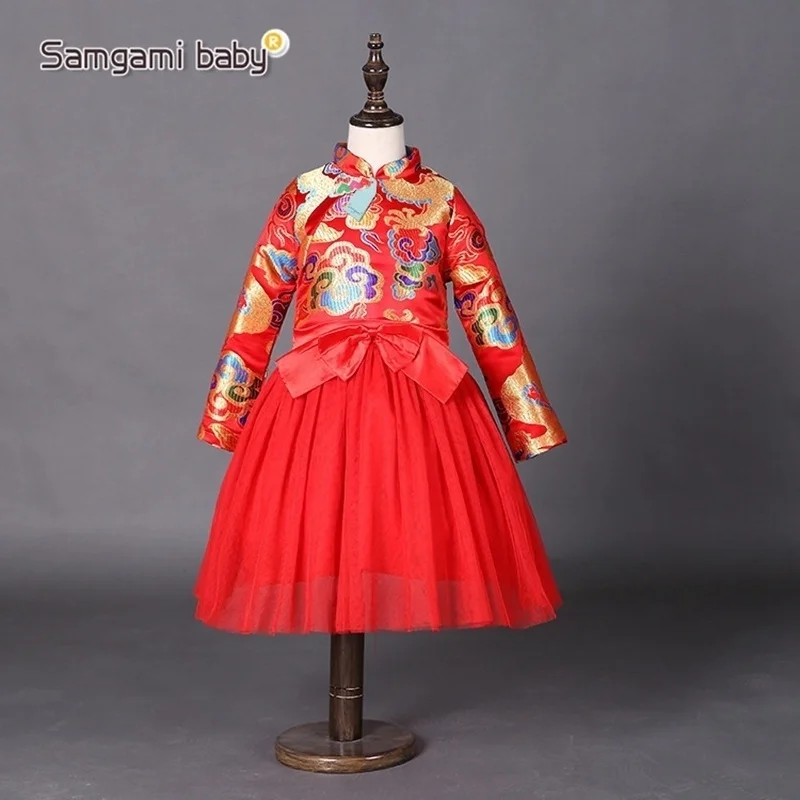 New Year's Little Baby Girls bowknot Dresses Kids Girl Chinese Style Gown Red Cheongsam Formal Dragon Print Formal Dress 2-8Y
New Year's Little Baby Girls bowknot Dresses Kids Girl Chinese Style Gown Red Cheongsam Formal Dragon Print Formal Dress 2-8Y