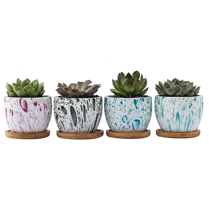 4Pc/Set Desktop Vase Ceramics Succulents Flower Pot With Hole Tray Basin Creative Thumb Water Transfer Home Furnishing Flowerpot
4Pc/Set Desktop Vase Ceramics Succulents Flower Pot With Hole Tray Basin Creative Thumb Water Transfer Home Furnishing Flowerpot
