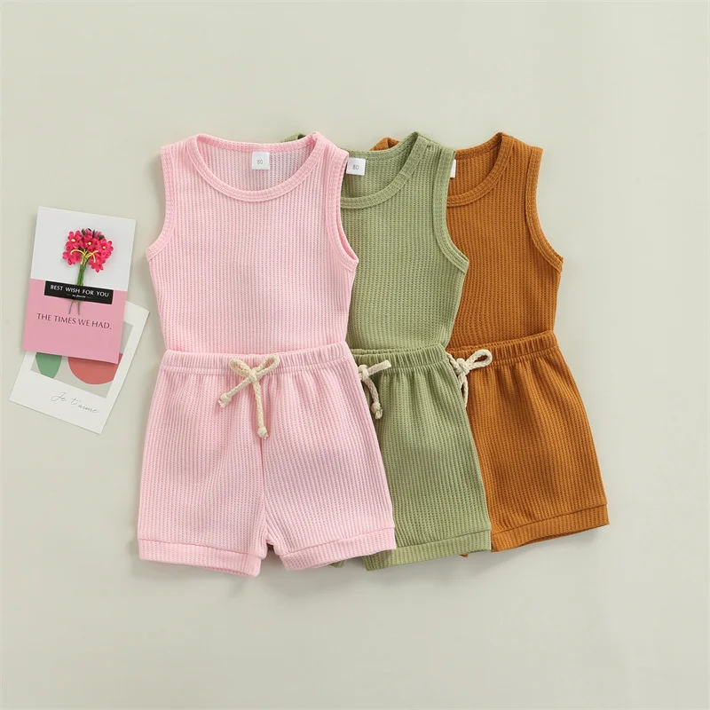 Baby Boys Girls Summer Outfits Simple Solid Color Classic Round Neck Tank Tops + Lace-up Shorts Casual Style 2 Piece Set
Baby Boys Girls Summer Outfits Simple Solid Color Classic Round Neck Tank Tops + Lace-up Shorts Casual Style 2 Piece Set