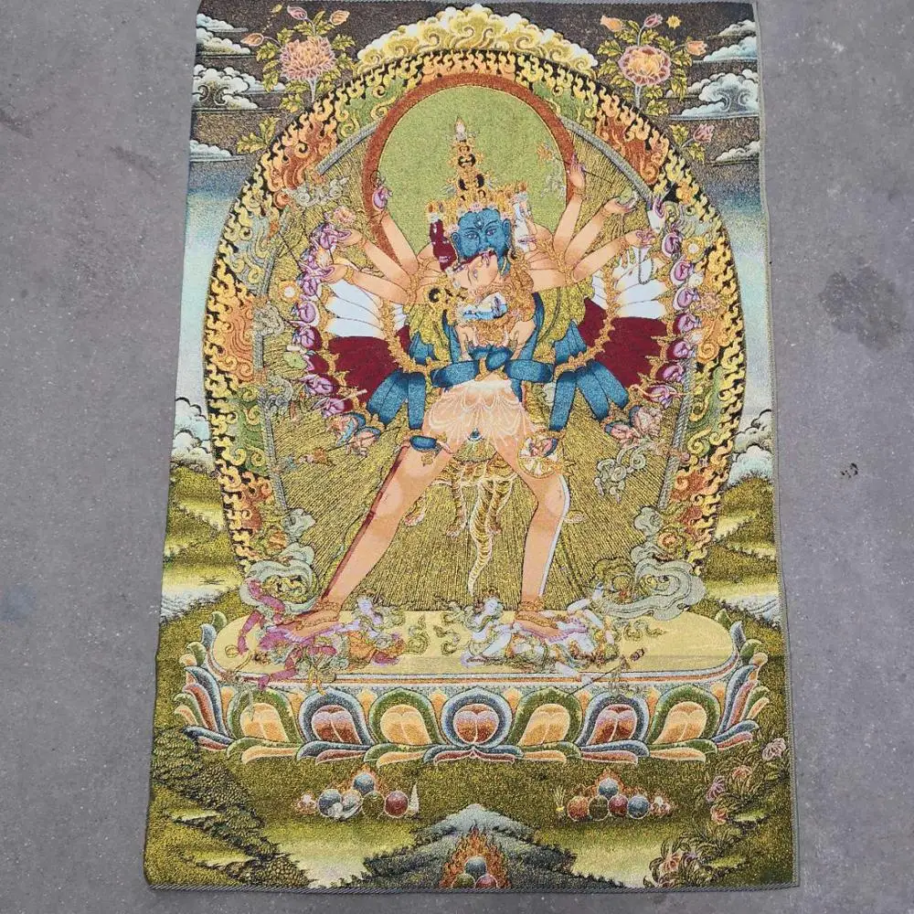 Home Decor 35" Thangka embroidery Tibetan Buddhism silk embroidery brocade Nepal Thousand Hands Huanxi Buddha Thangkas
Home Decor 35" Thangka embroidery Tibetan Buddhism silk embroidery brocade Nepal Thousand Hands Huanxi Buddha Thangkas