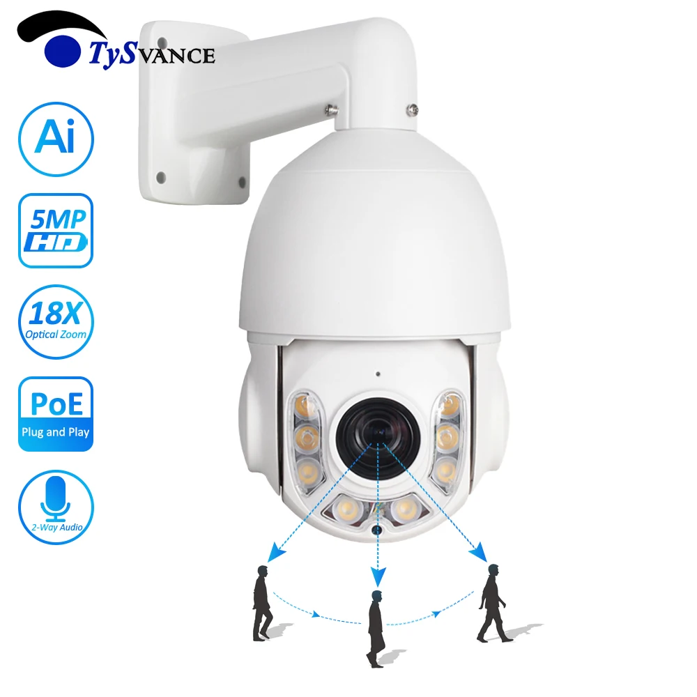 AI автоматическое слежение за 5MP PTZ IP Камера POE 30X с переменным фокусным расстоянием