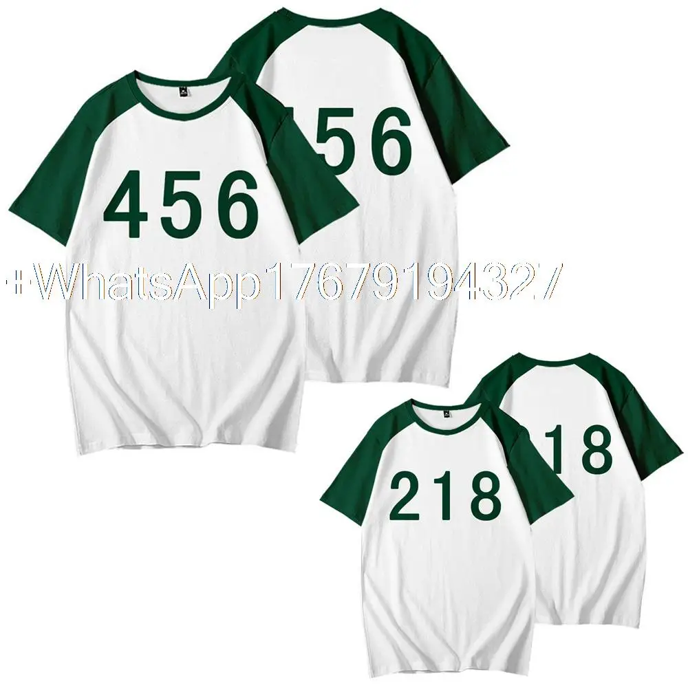 Squid Game T-Shirt Cosplay Shirt Number 456 218 067 001 Gi-hun Sang-woo Short Sleeve Green White Cosplay Accessories
Squid Game T-Shirt Cosplay Shirt Number 456 218 067 001 Gi-hun Sang-woo Short Sleeve Green White Cosplay Accessories