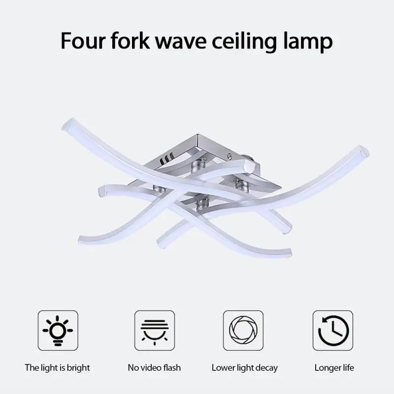 Household LED Ceiling Lamp Three Or Four Prong Wave Lighting Lamp Living Room Ceiling Lamp Bedroom Lamp 12/18/24W
Household LED Ceiling Lamp Three Or Four Prong Wave Lighting Lamp Living Room Ceiling Lamp Bedroom Lamp 12/18/24W