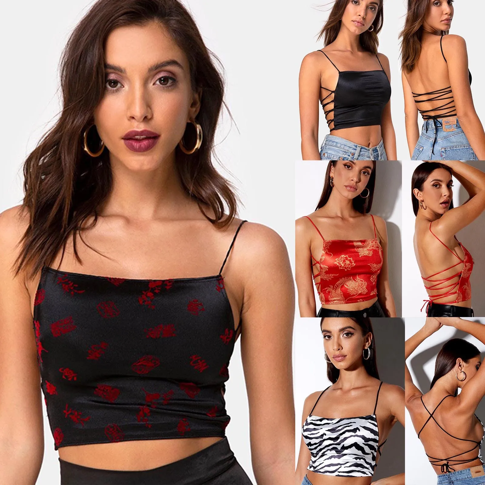 2021 Fashion Summer Women Crop Tops Sexy Backless Vest Lady Hollow Out Bandage Sleeveless Y2k Camisole Streetwear Tank Tops Vest
2021 Fashion Summer Women Crop Tops Sexy Backless Vest Lady Hollow Out Bandage Sleeveless Y2k Camisole Streetwear Tank Tops Vest