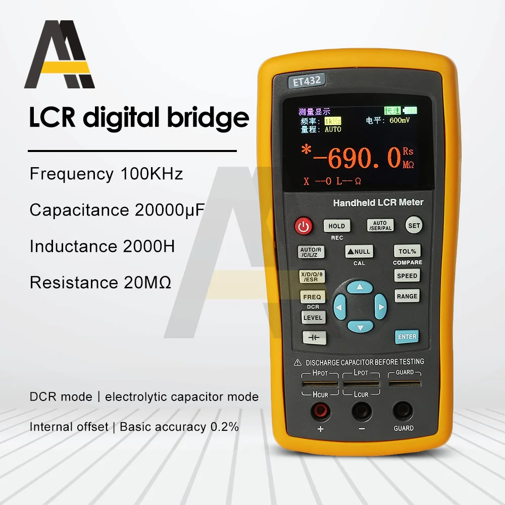 ET430 ET431 ET432 ET433 Multifunction Handheld LCR Digital Bridge Meter 100Hz-100kHZ Capacitance Inductance Resistance Meter
ET430 ET431 ET432 ET433 Multifunction Handheld LCR Digital Bridge Meter 100Hz-100kHZ Capacitance Inductance Resistance Meter
