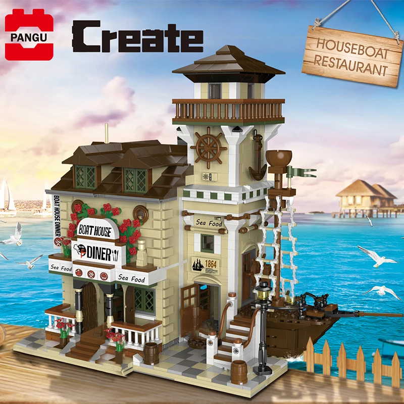 MOC City Street Series Old Fishing Store Houseboat Restaurant Model Building Blocks Kids Toys Educational Bricks Christmas Gifts
MOC City Street Series Old Fishing Store Houseboat Restaurant Model Building Blocks Kids Toys Educational Bricks Christmas Gifts